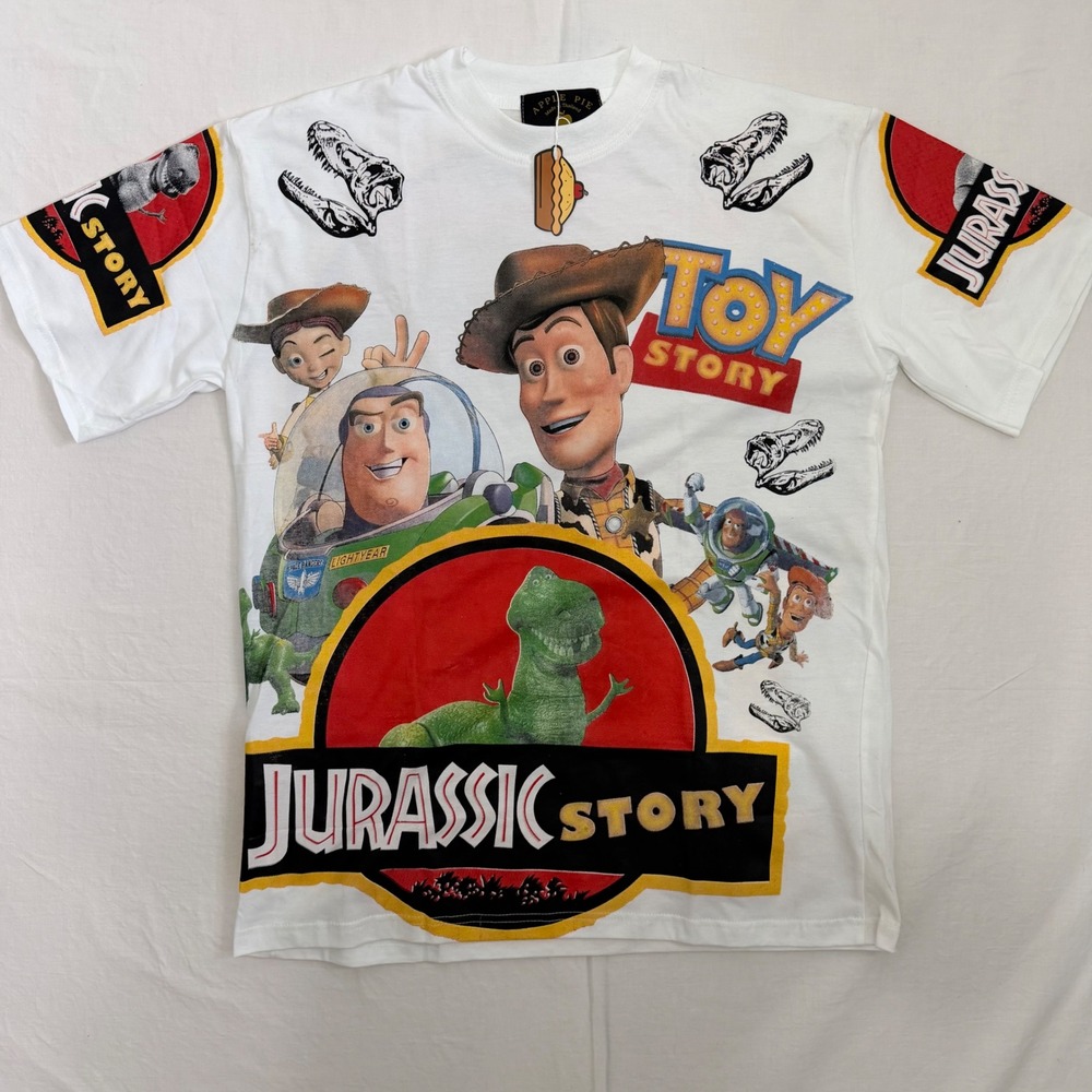 Apple Pie Toy Story Jurassic Park T Shirt Mens M White New Mashup All Over Print
